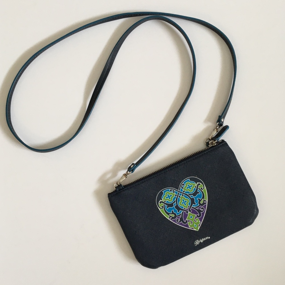 Brighton Black Mini Crossbody Bag with Blue, Green & Purple Heart